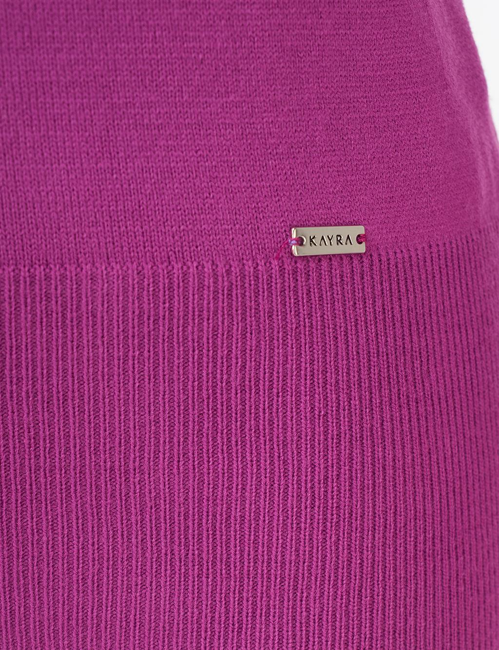 Round Neck Collar Knitwear Sweater Fuchsia