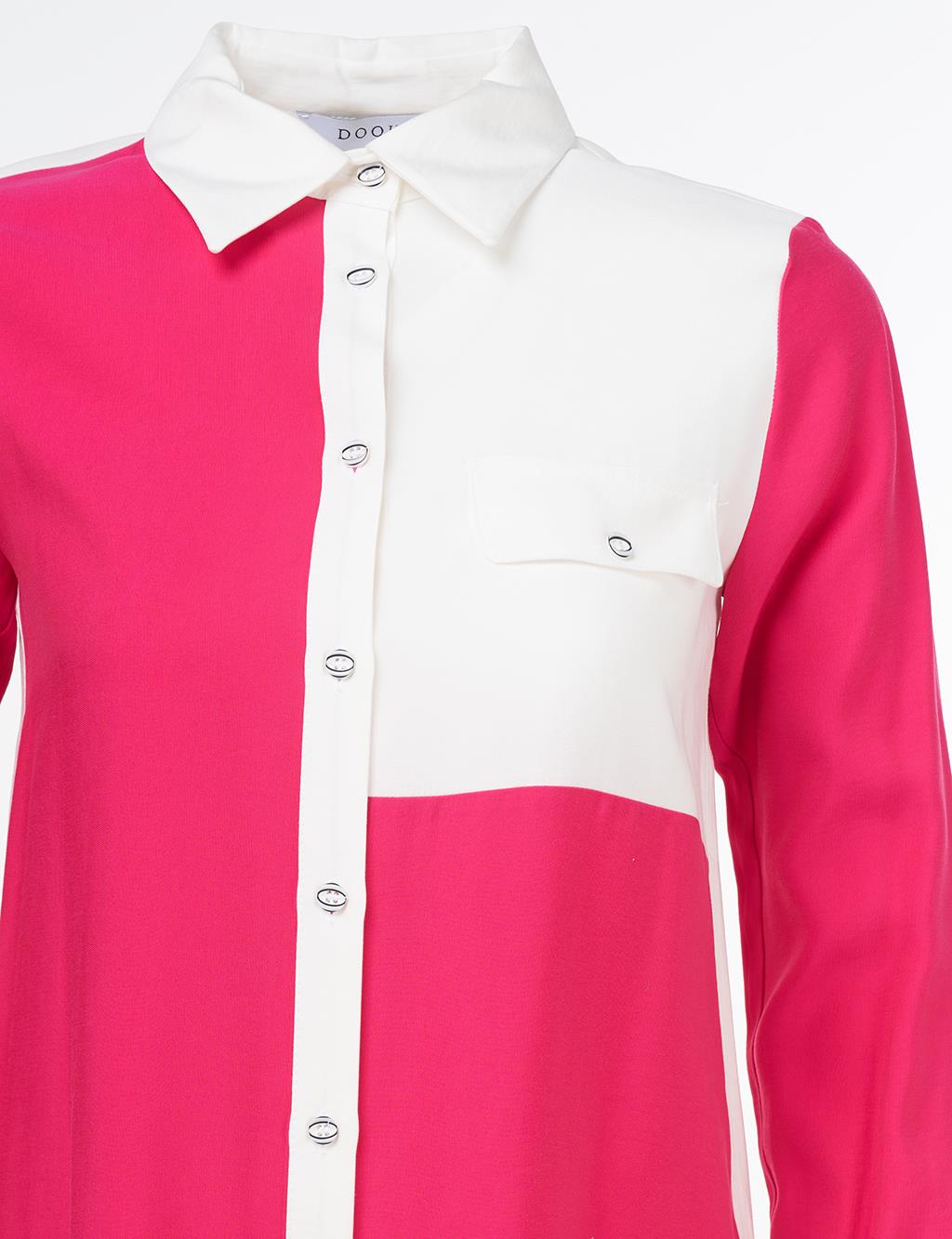 Flap Pocket Tunic Ecru-Fuchsia
