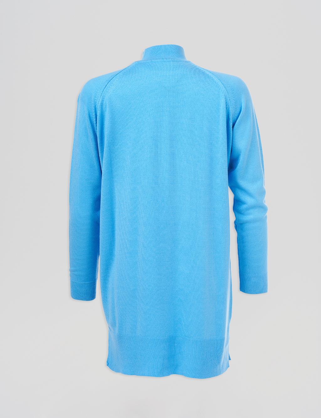 Half Turtleneck Knitted Tunic Blue