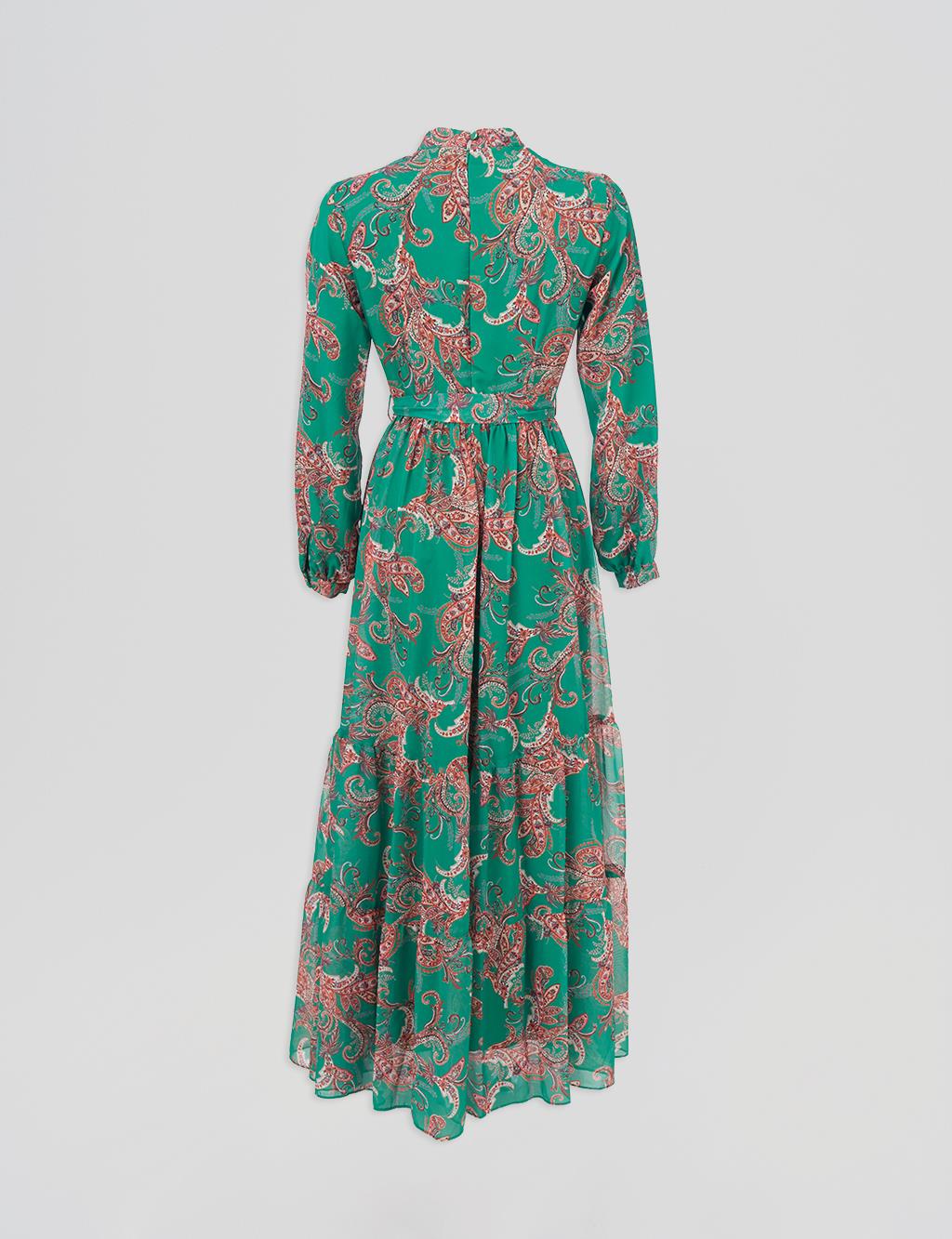 Ethnic Patterned Dress Green
