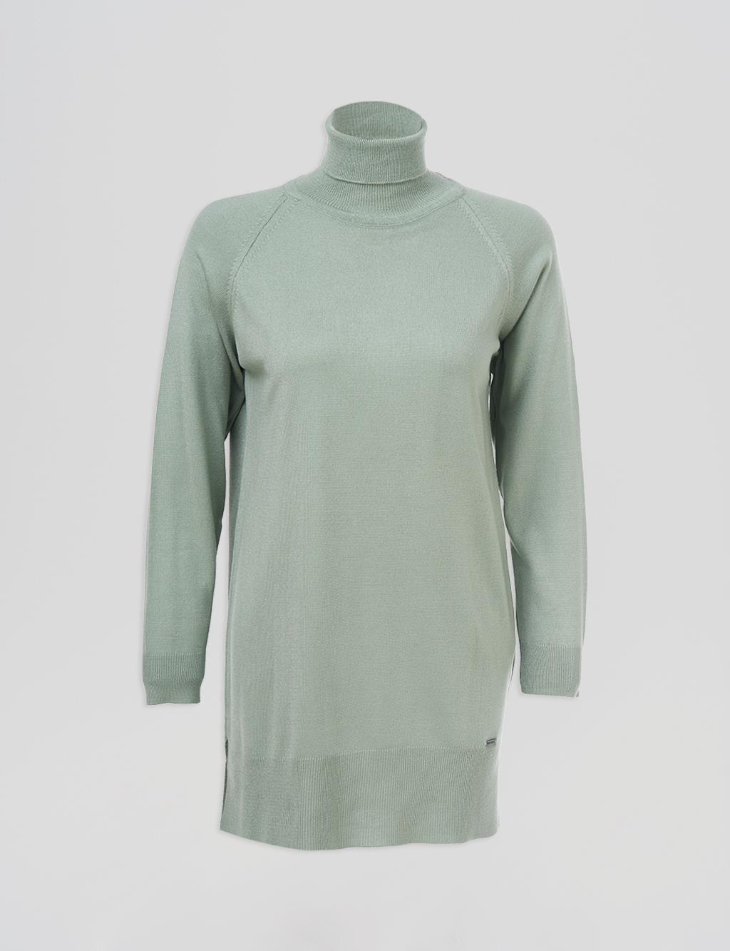 Turtleneck Knit Tunic Moss Green