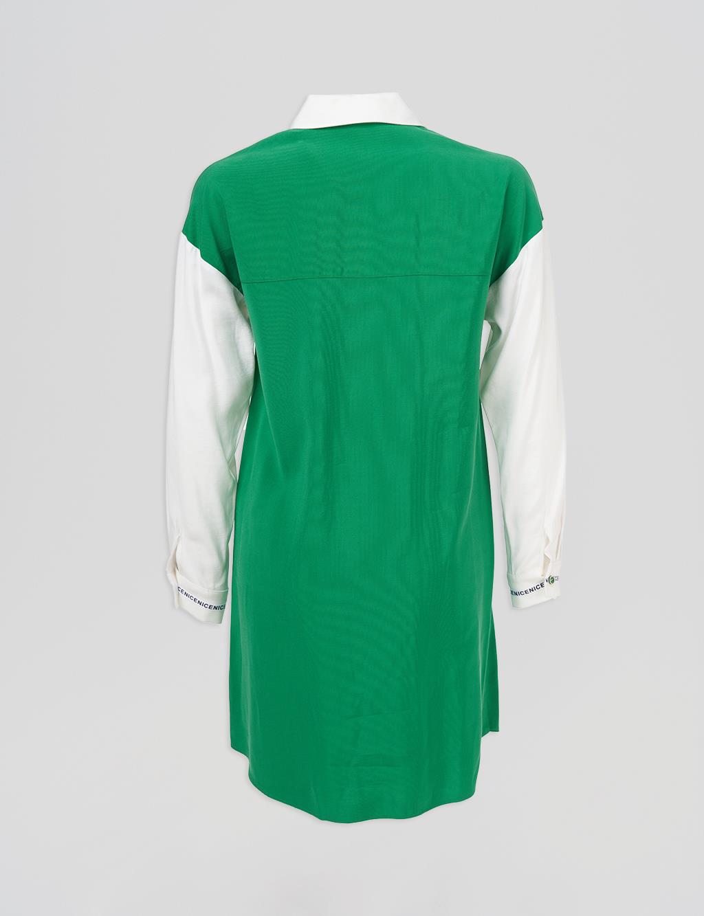Slogan Cuffed Tunic Green