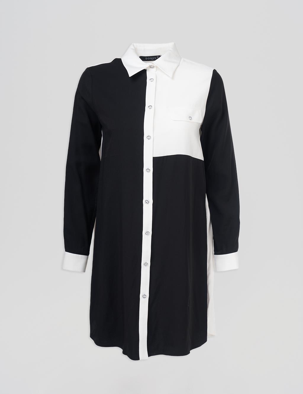 Flap Pocket Tunic Ecru-Black