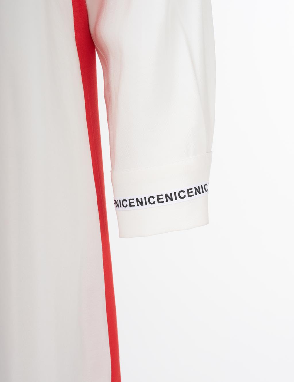 Slogan Cuffed Tunic Coral