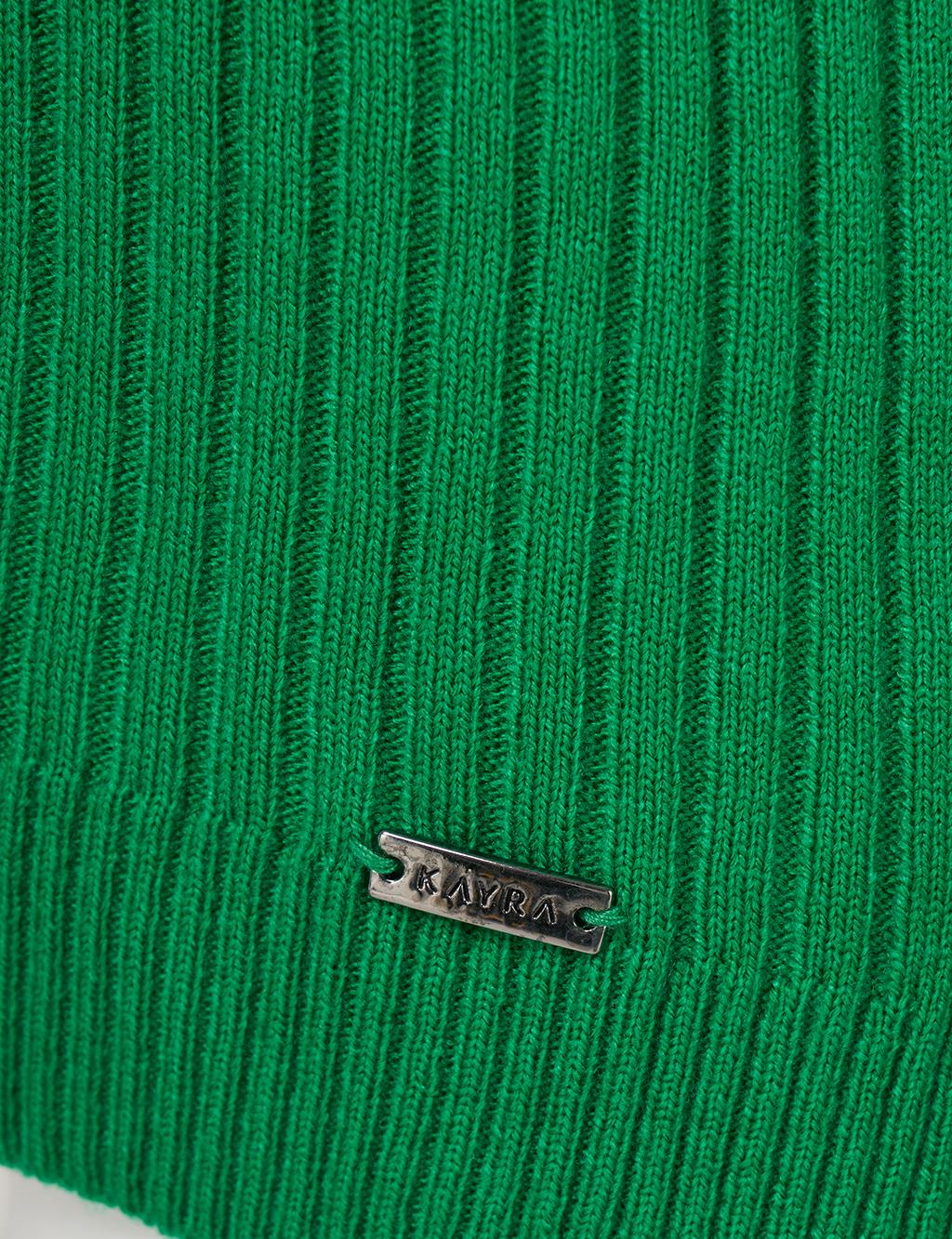 Zero Collar Ribbed Knitted Sweater Green