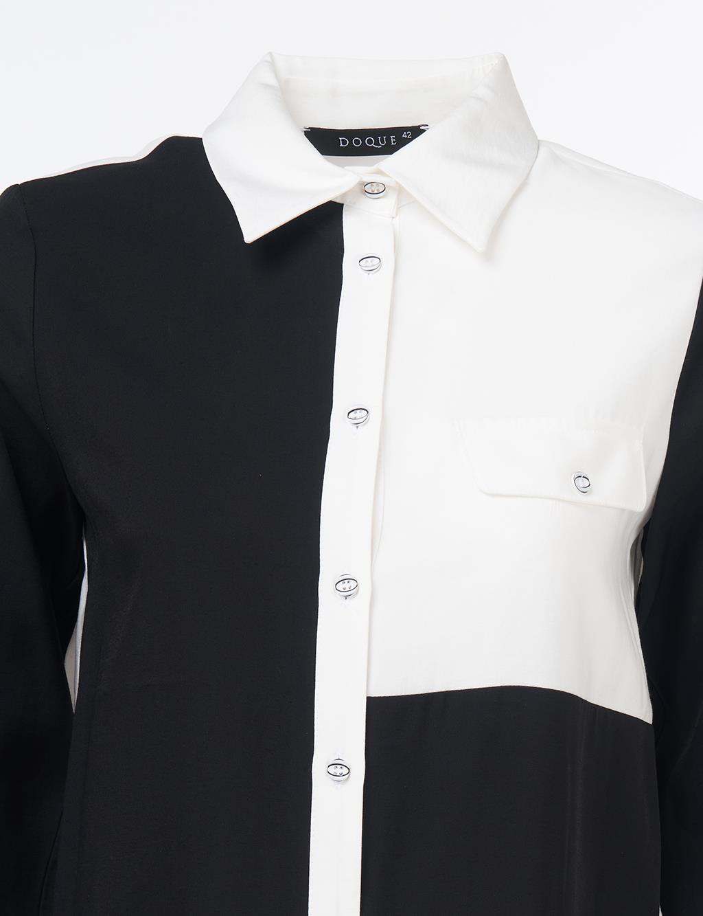 Flap Pocket Tunic Ecru-Black