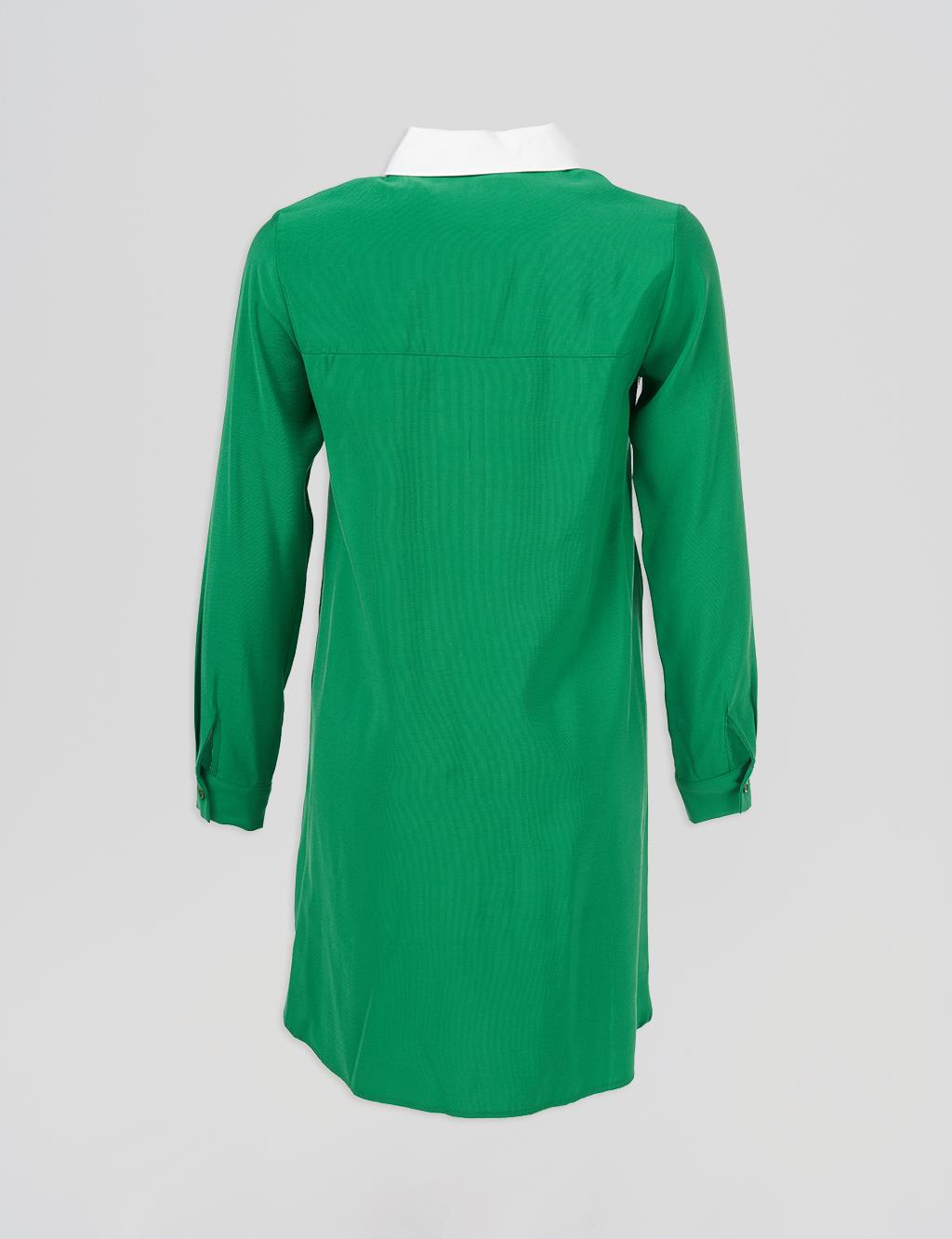 Print Detailed Basic Tunic Green