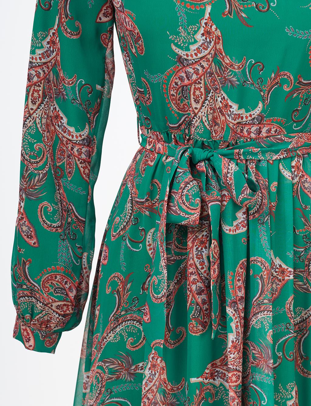 Ethnic Patterned Dress Green