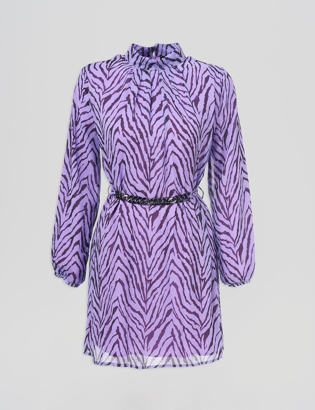 Zebra Patterned Chain Tunic Purple