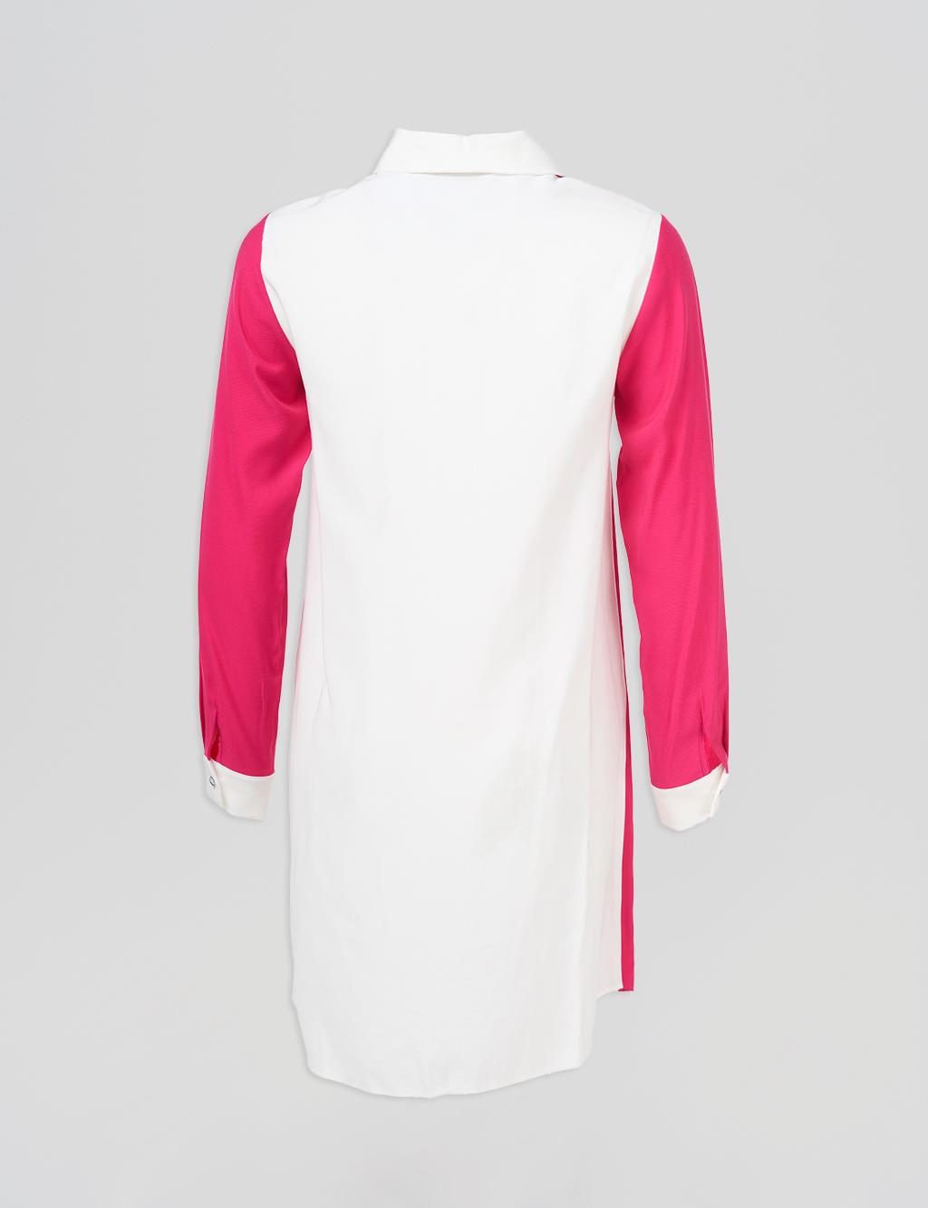 Flap Pocket Tunic Ecru-Fuchsia