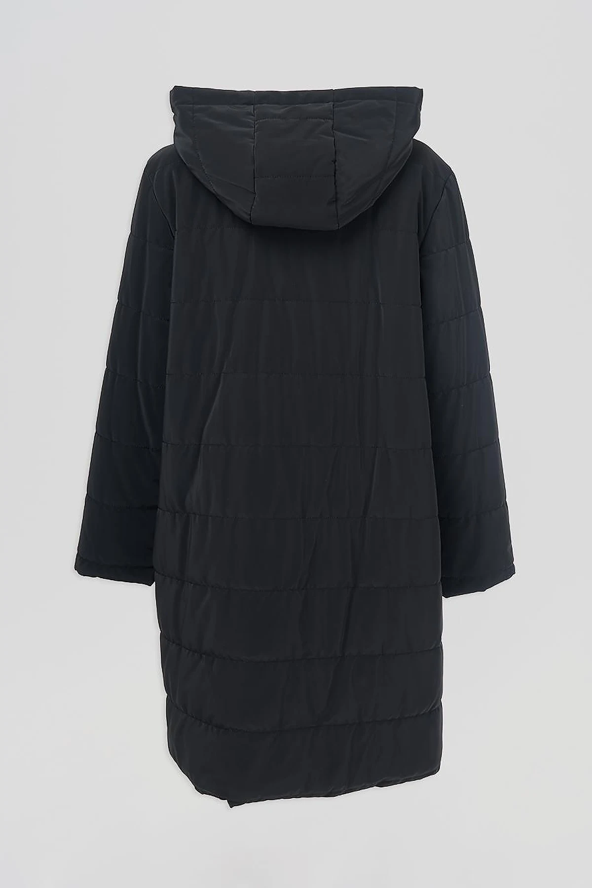 Snap Detailed Hooded Coat Black