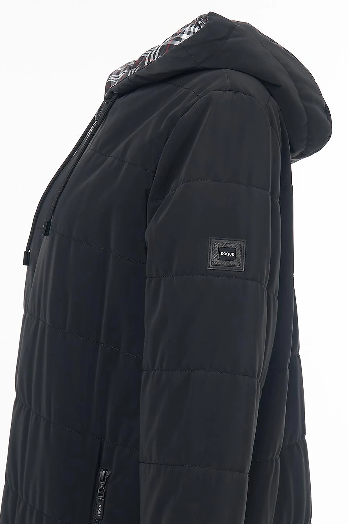 Snap Detailed Hooded Coat Black