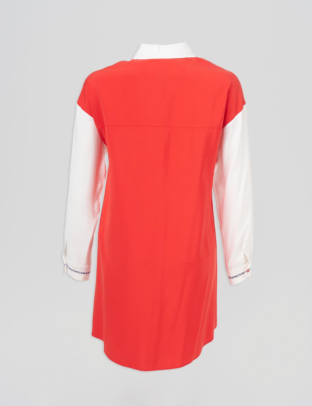 Slogan Cuffed Tunic Coral