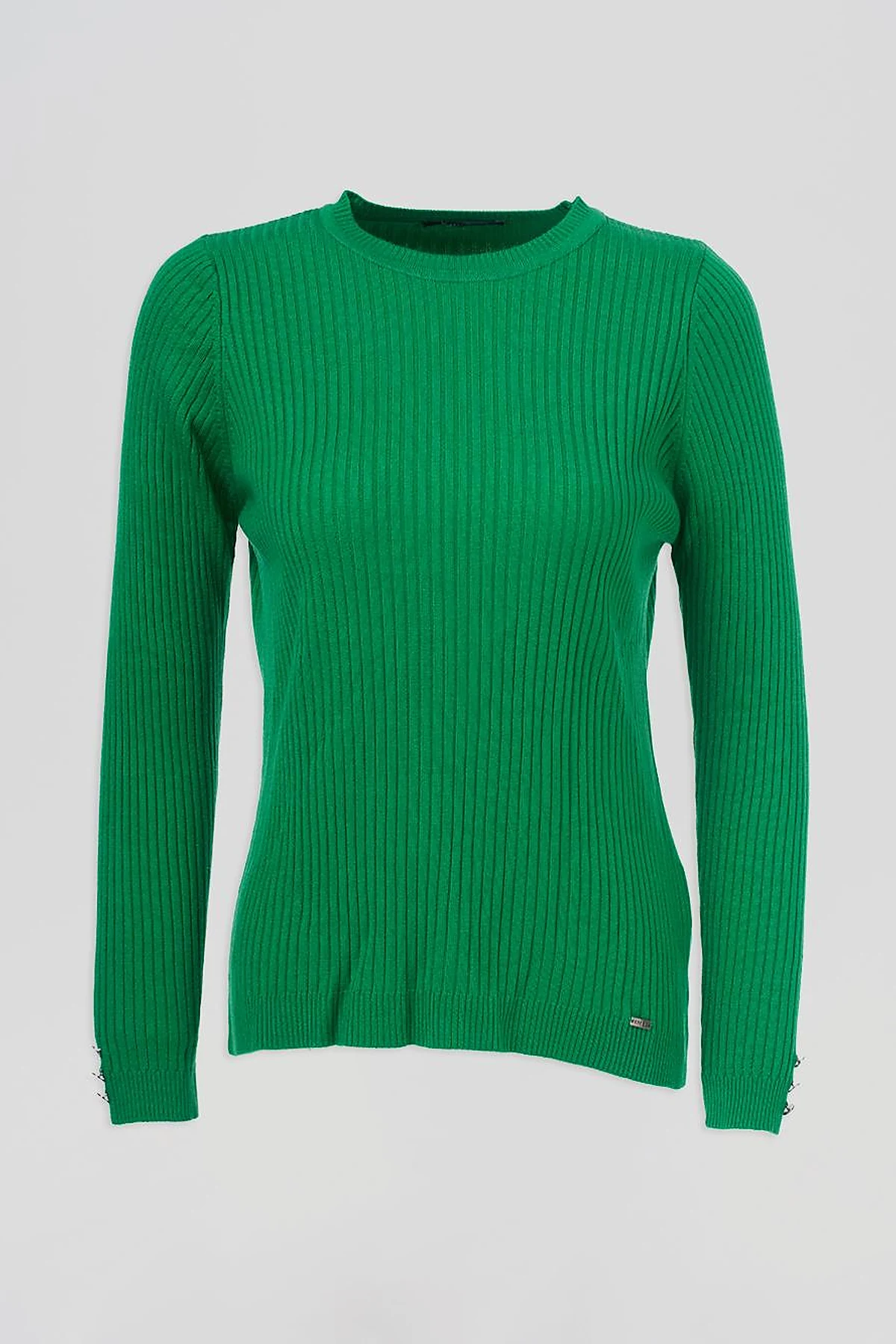 Zero Collar Ribbed Knitted Sweater Green
