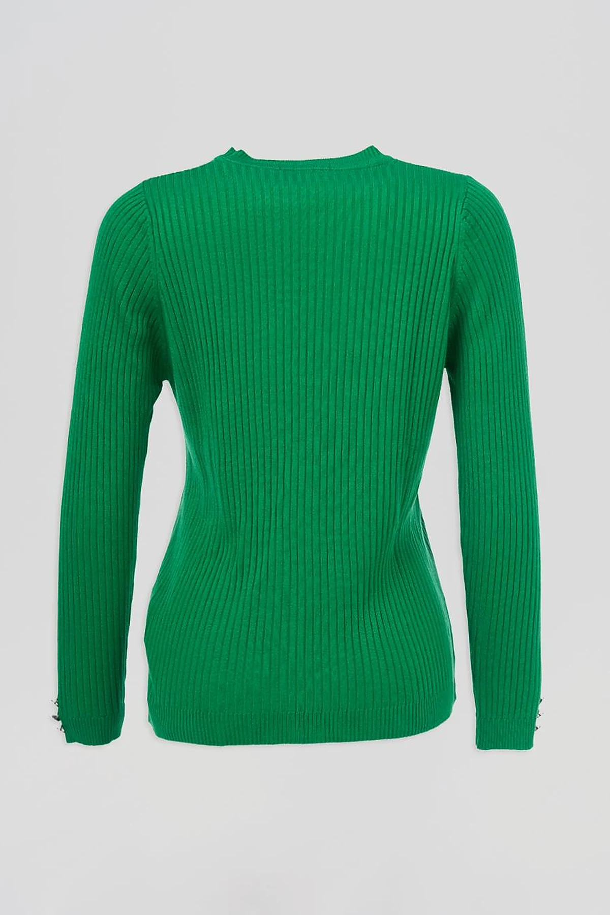 Zero Collar Ribbed Knitted Sweater Green