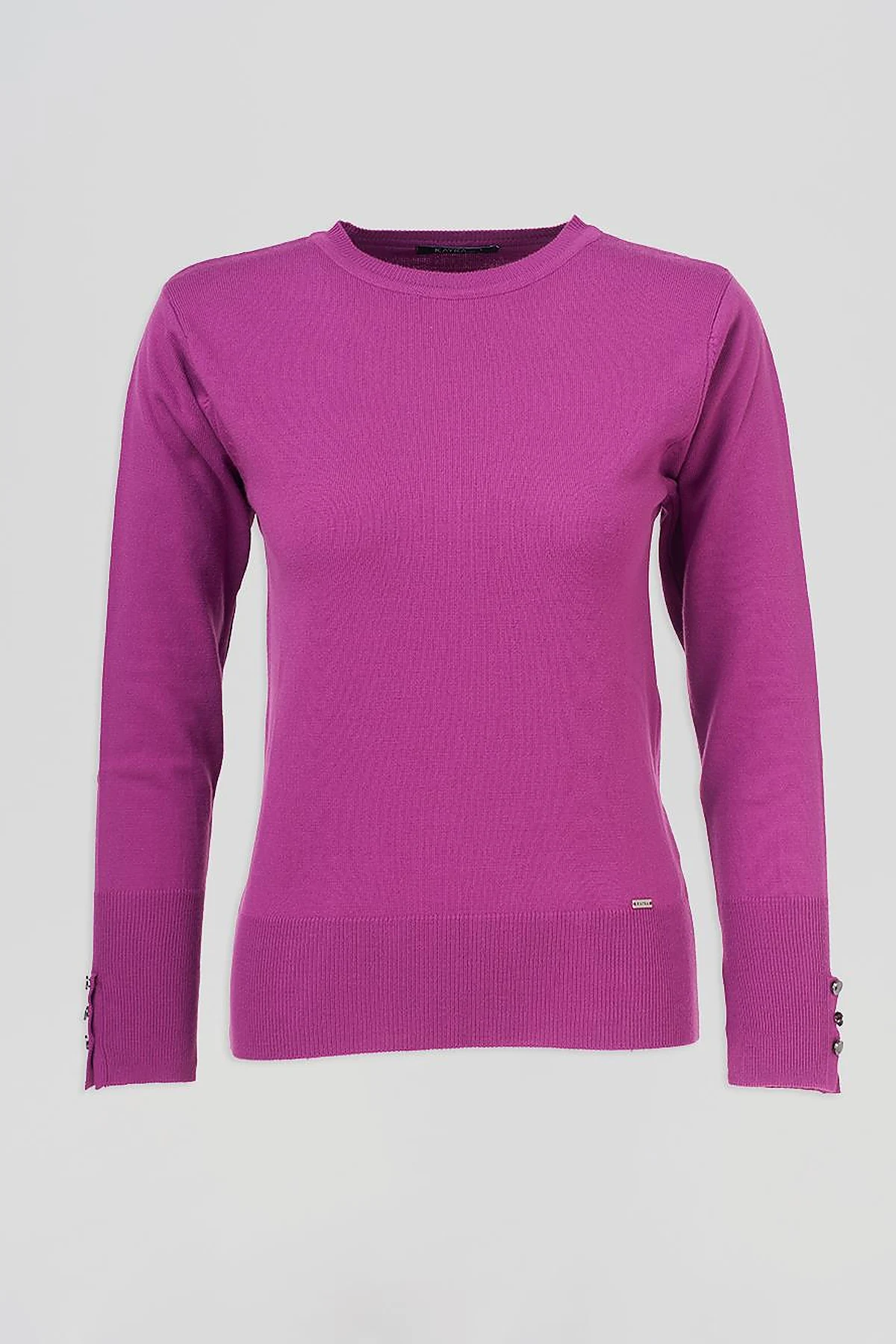 Round Neck Collar Knitwear Sweater Fuchsia
