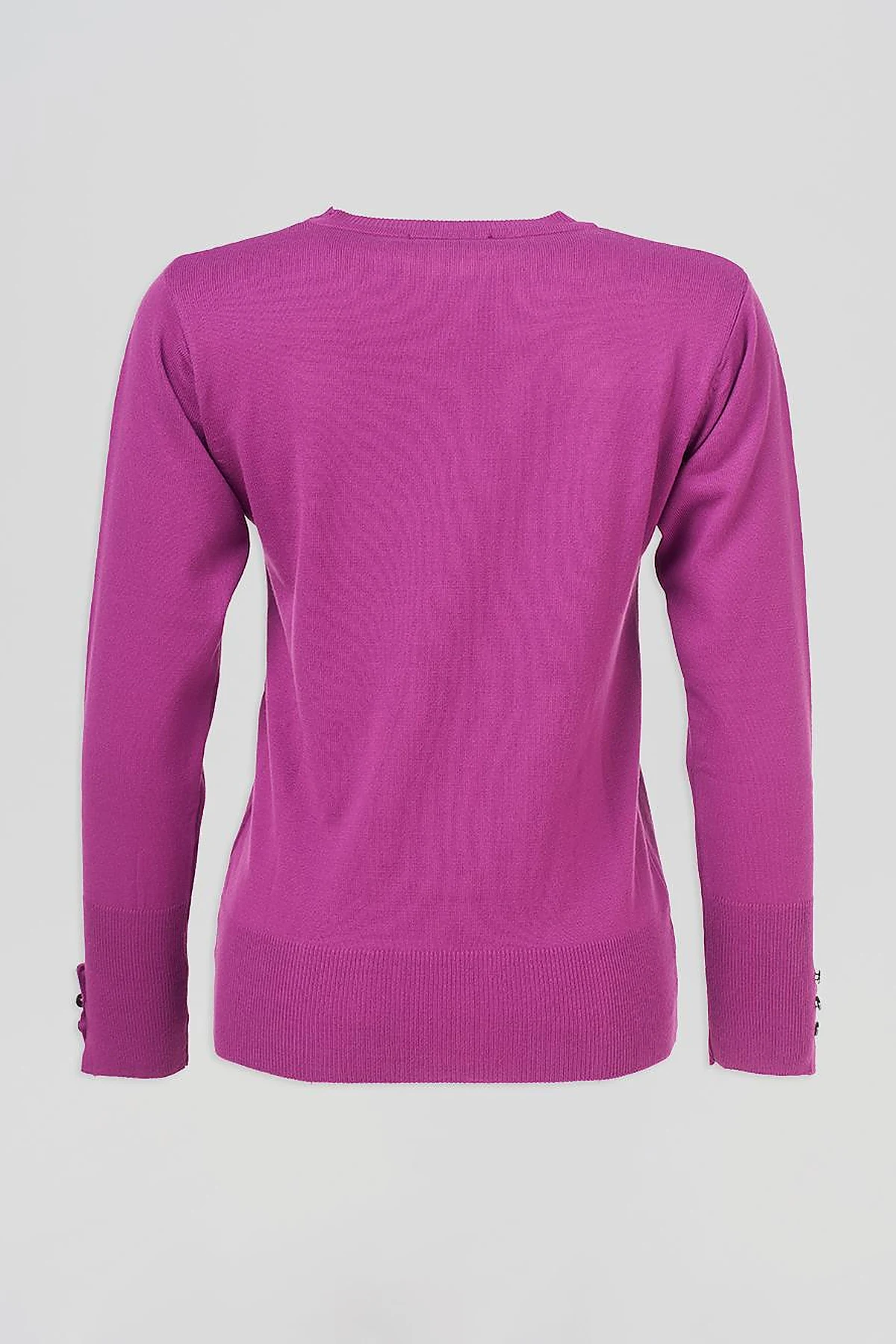 Round Neck Collar Knitwear Sweater Fuchsia