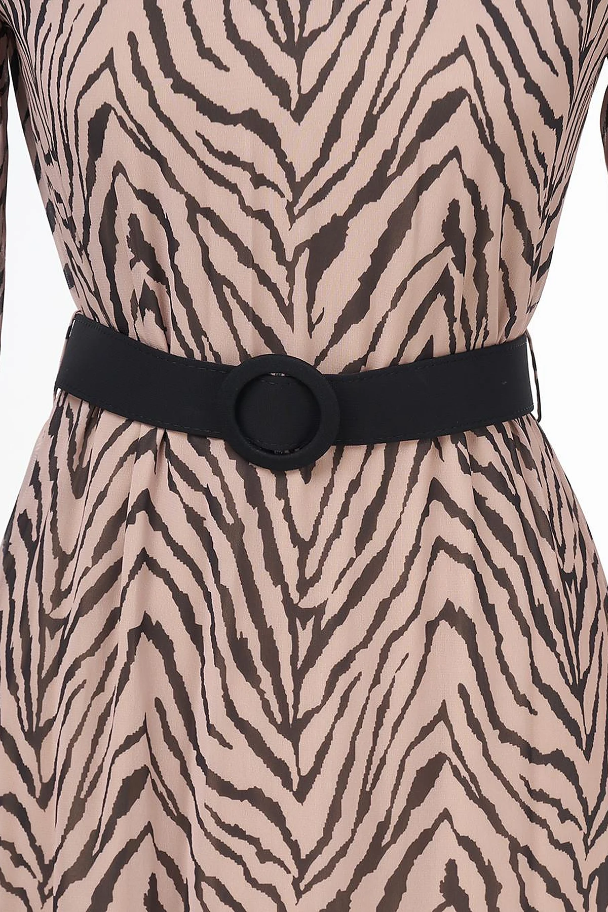 Abstract Patterned Maxi Dress Beige