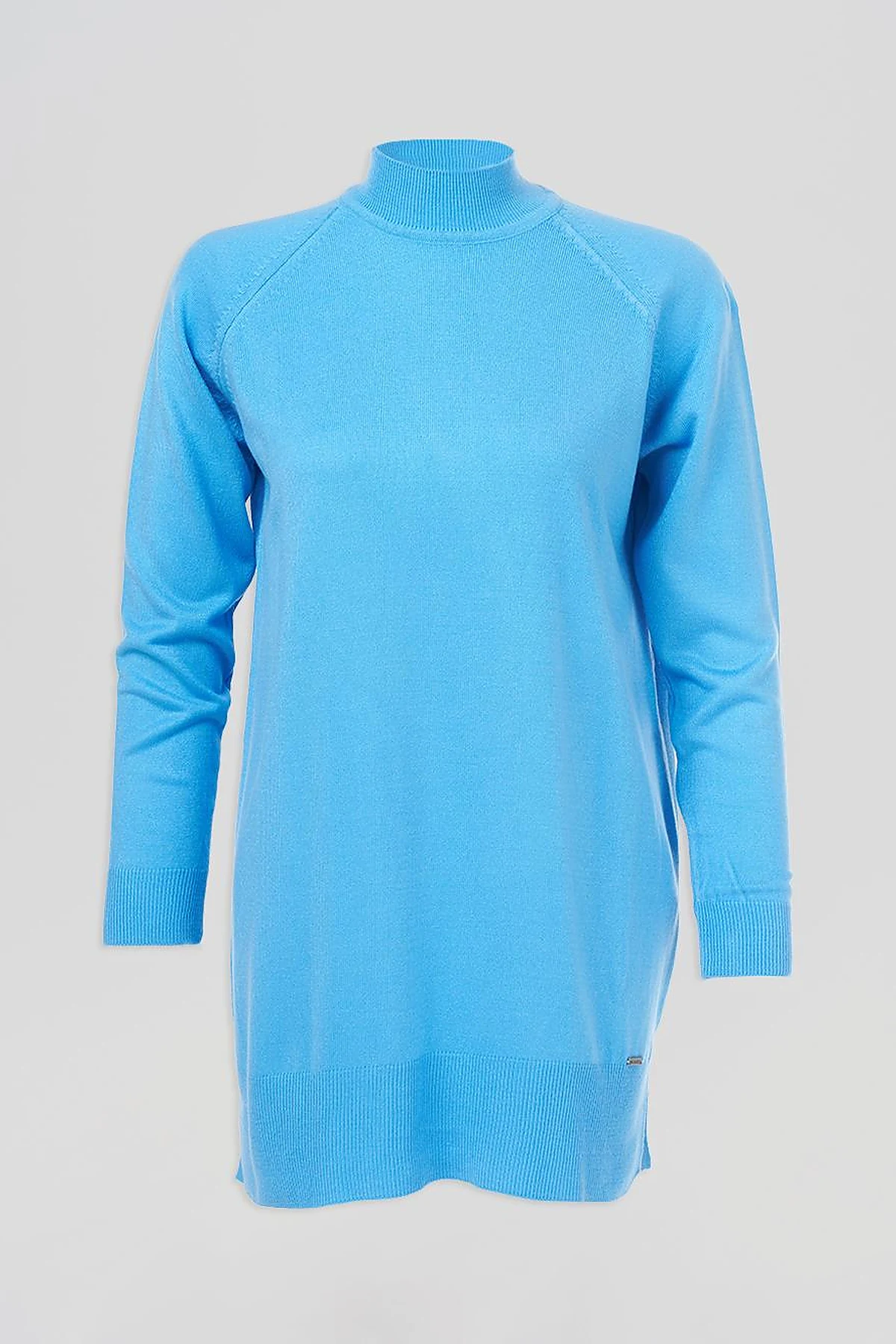 Half Turtleneck Knitted Tunic Blue