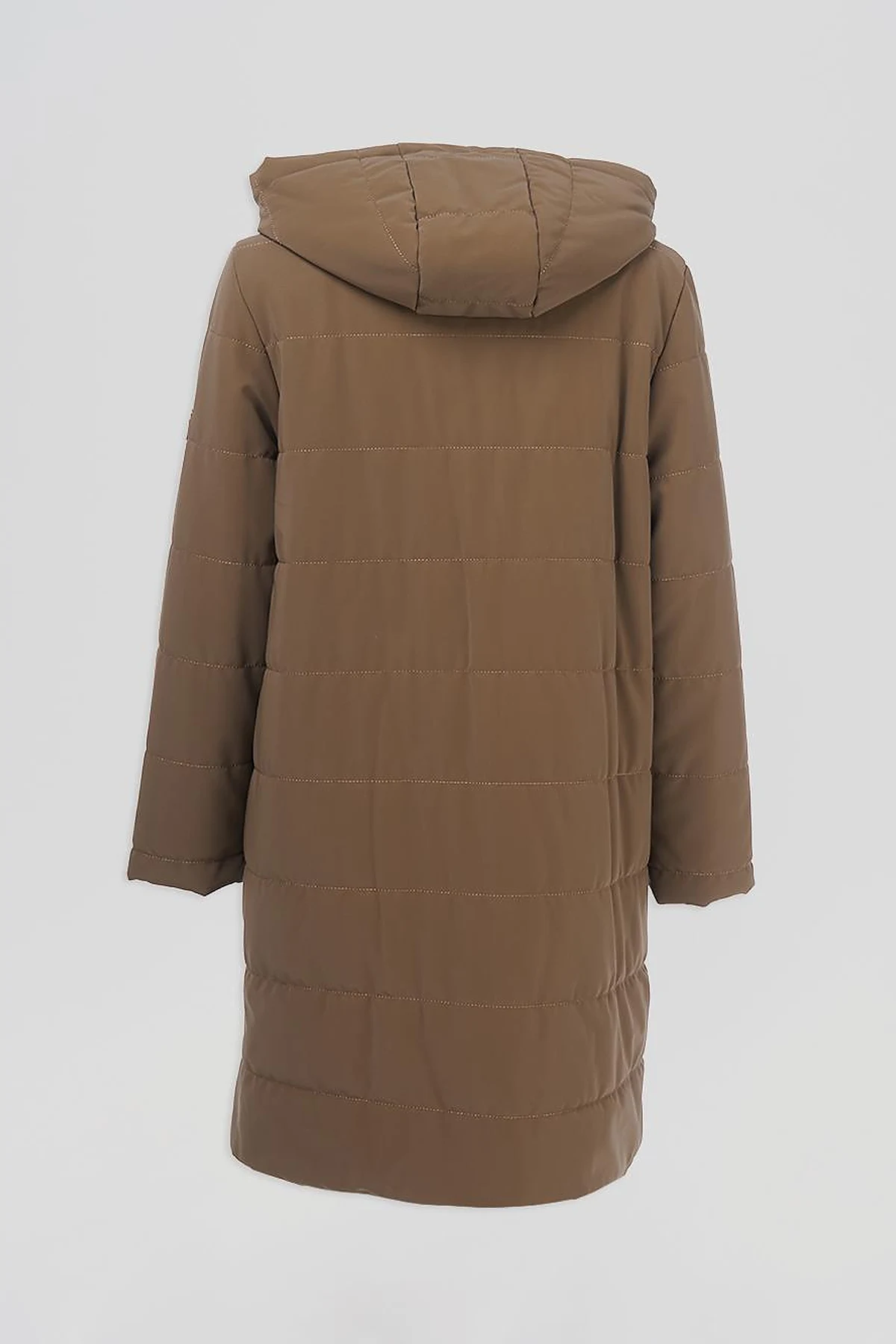 Snap Detailed Hooded Coat Mink
