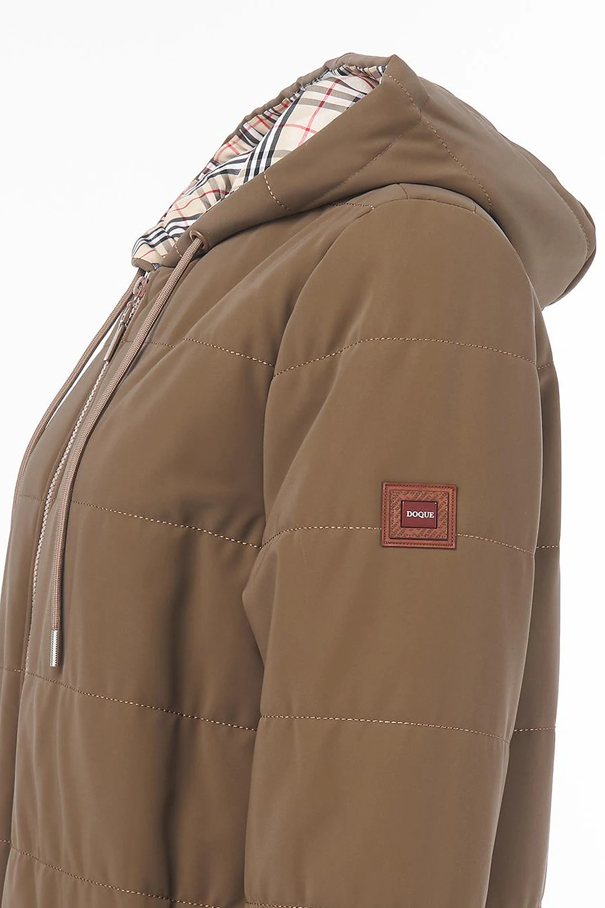 Snap Detailed Hooded Coat Mink