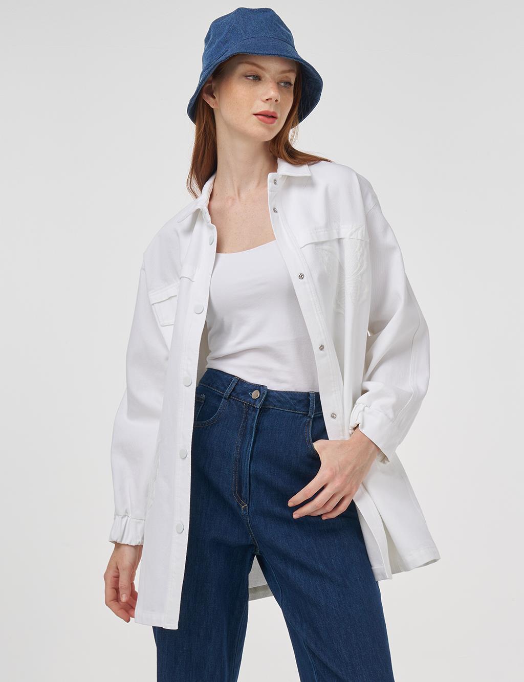 Butterfly Appliqué Canvas Jacket Optic White 