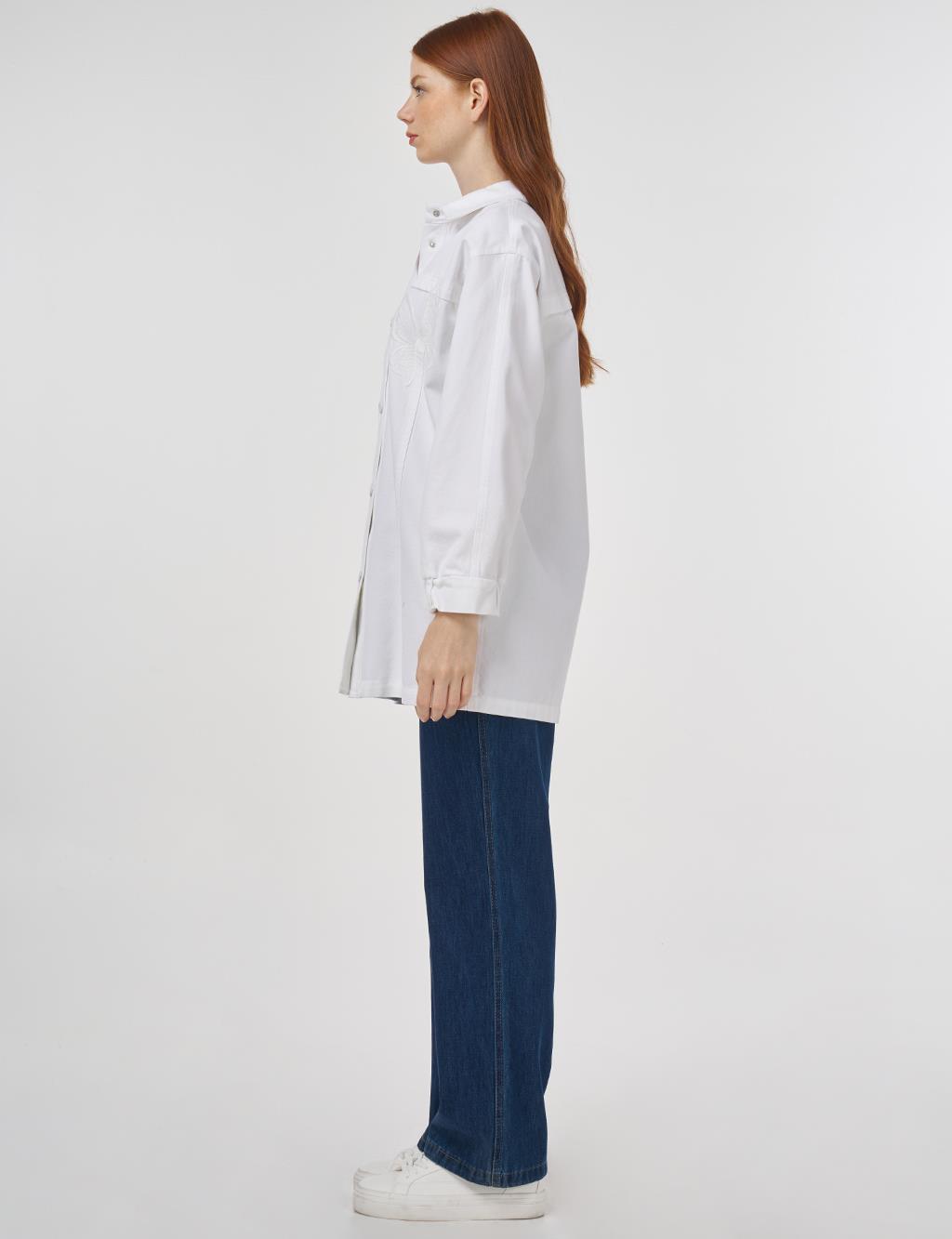 Butterfly Appliqué Canvas Jacket Optic White 