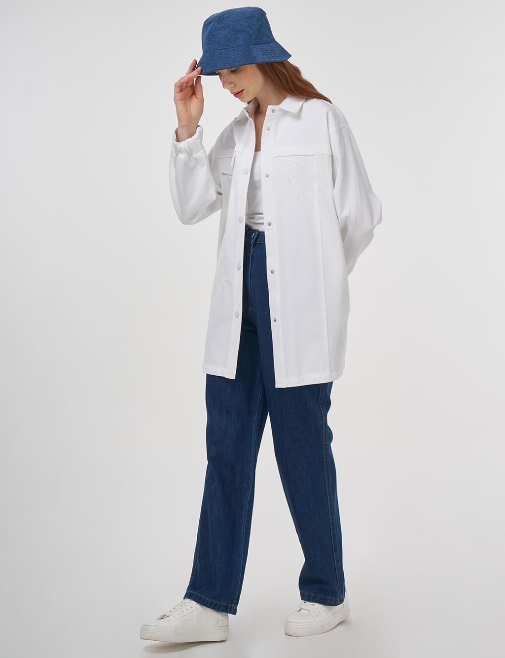 Butterfly Appliqué Canvas Jacket Optic White 