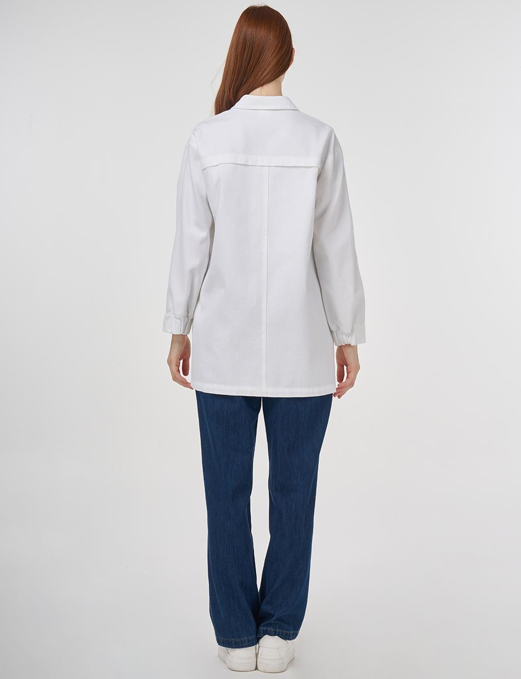 Butterfly Appliqué Canvas Jacket Optic White 