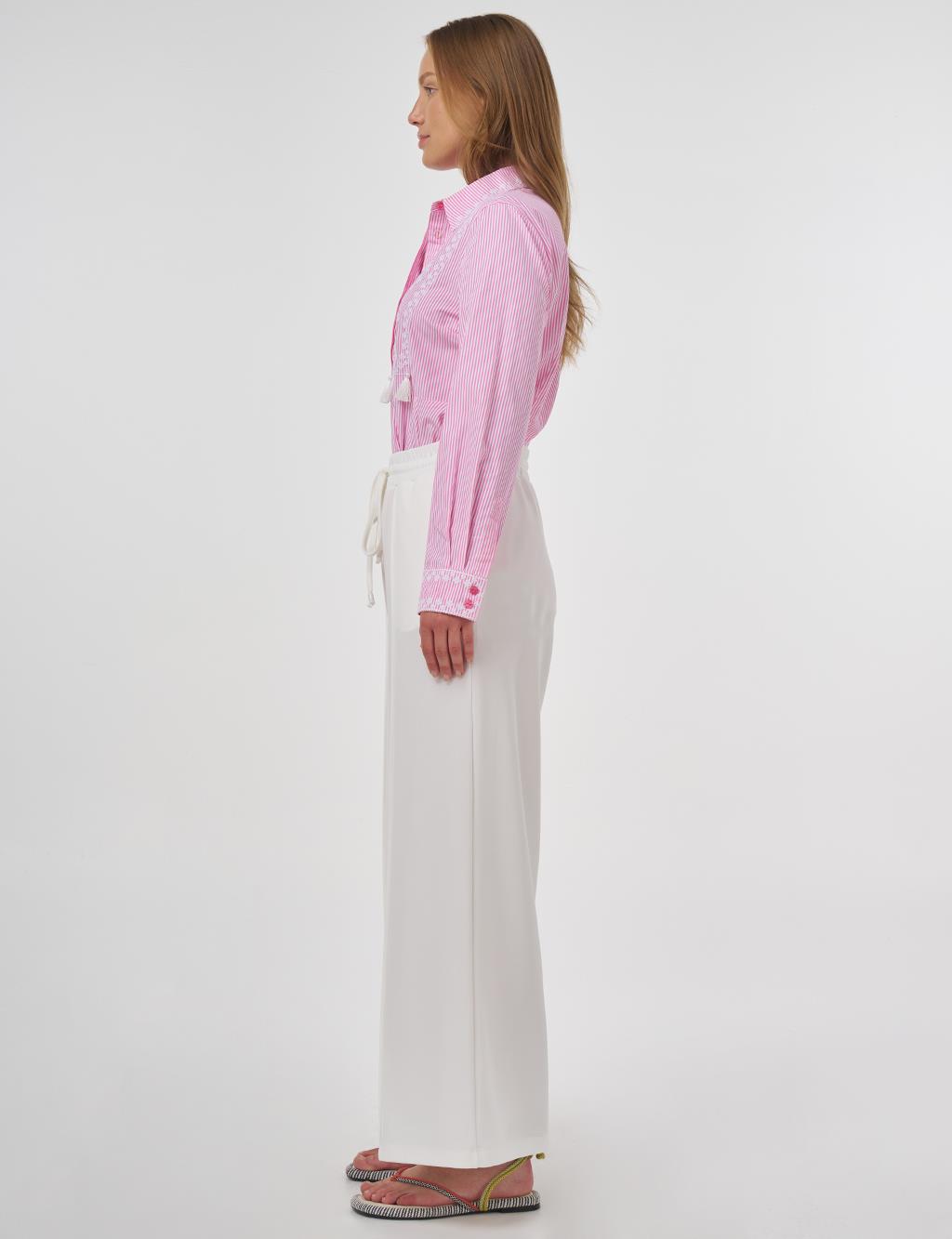 Topstitched Scuba Pants Ecru 