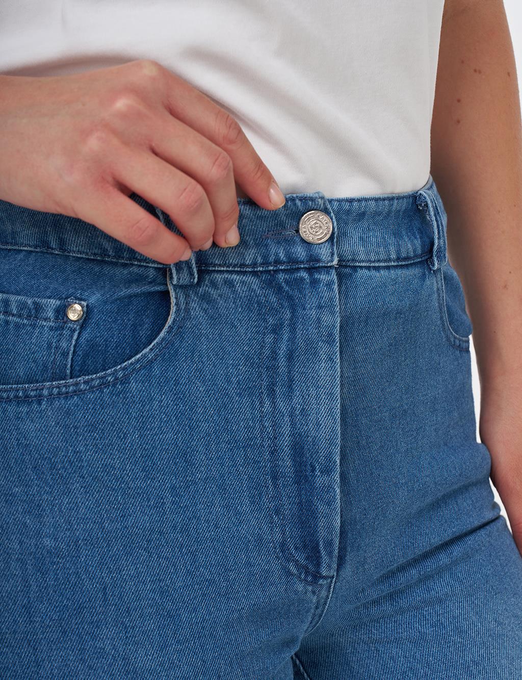 Yüksek Bel Straight Denim Pantolon İndigo