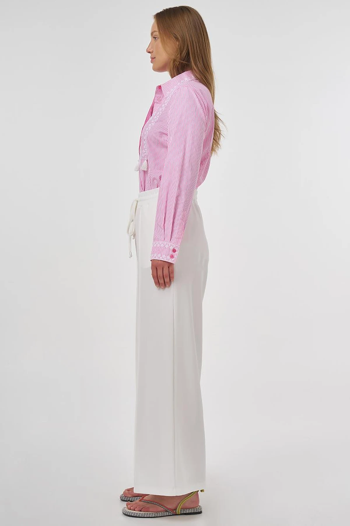 Topstitched Scuba Pants Ecru 