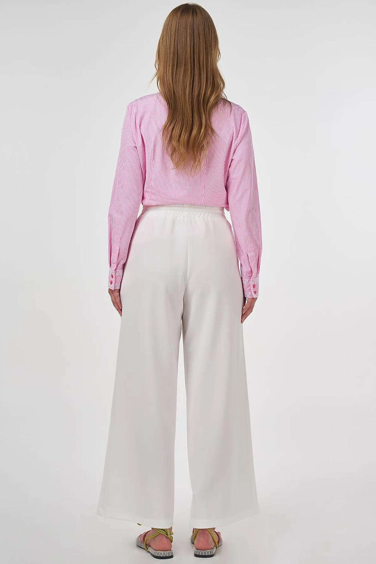 Topstitched Scuba Pants Ecru 