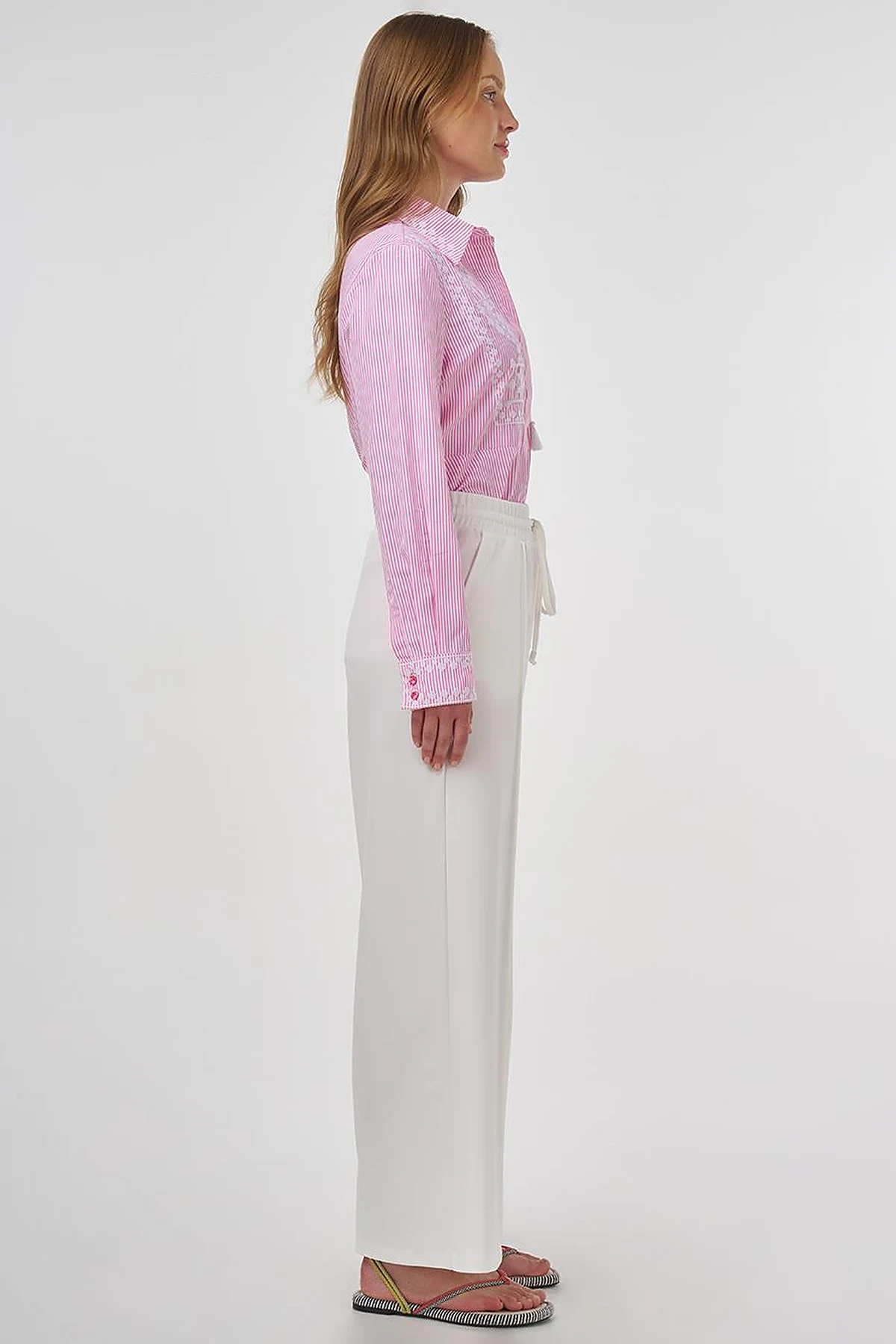 Topstitched Scuba Pants Ecru 
