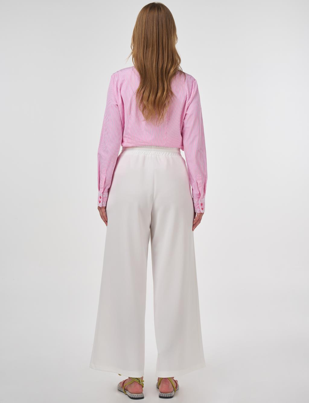 Topstitched Scuba Pants Ecru 
