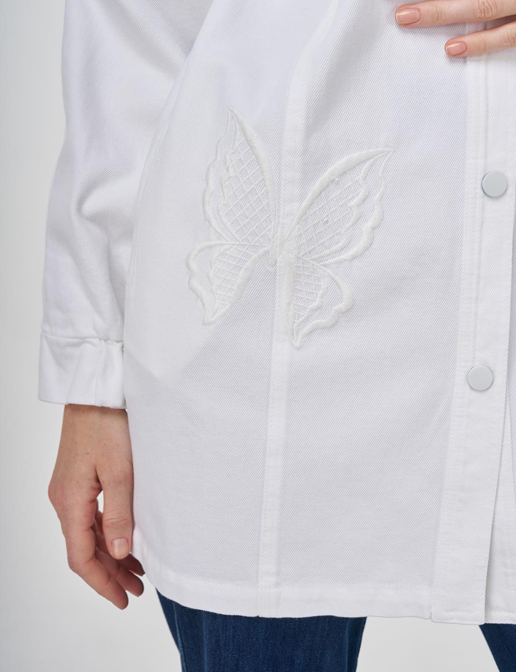 Butterfly Appliqué Canvas Jacket Optic White 