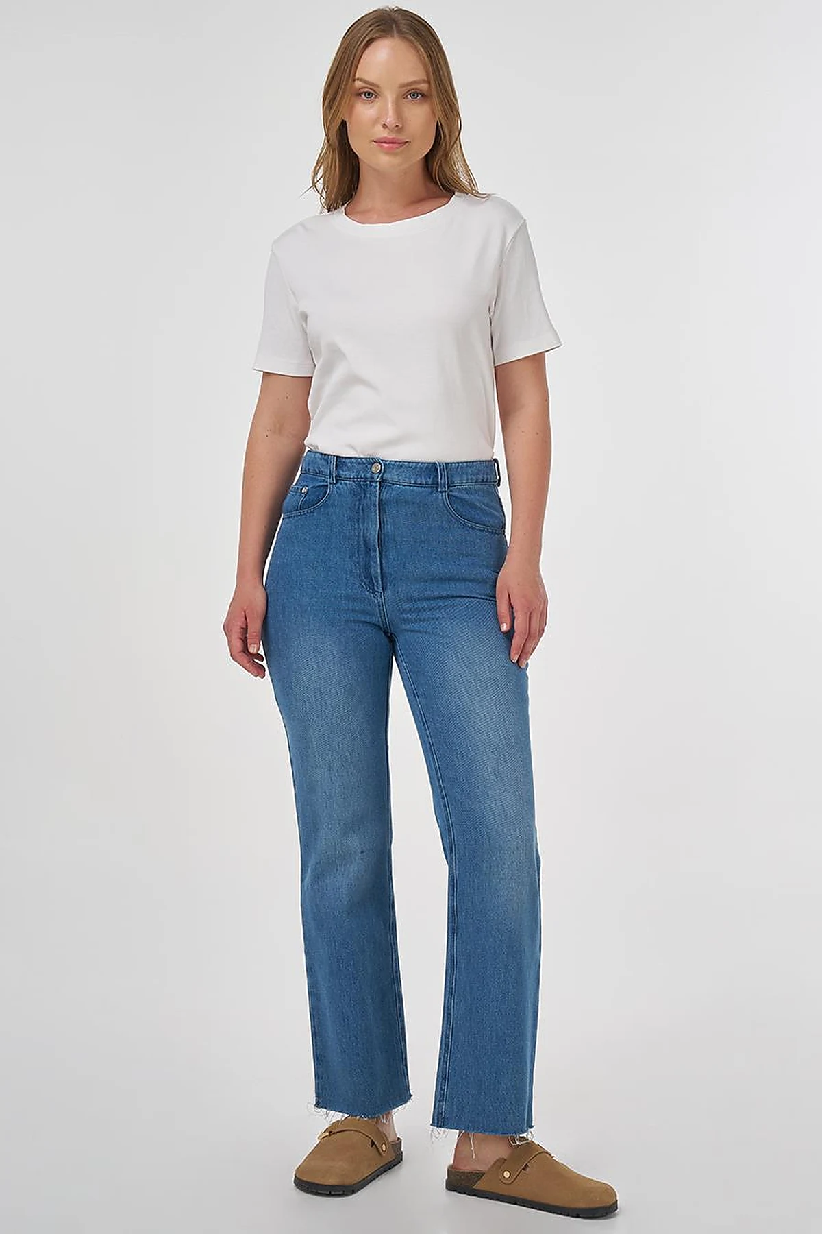 High-Waist Straight Denim Pants Indigo