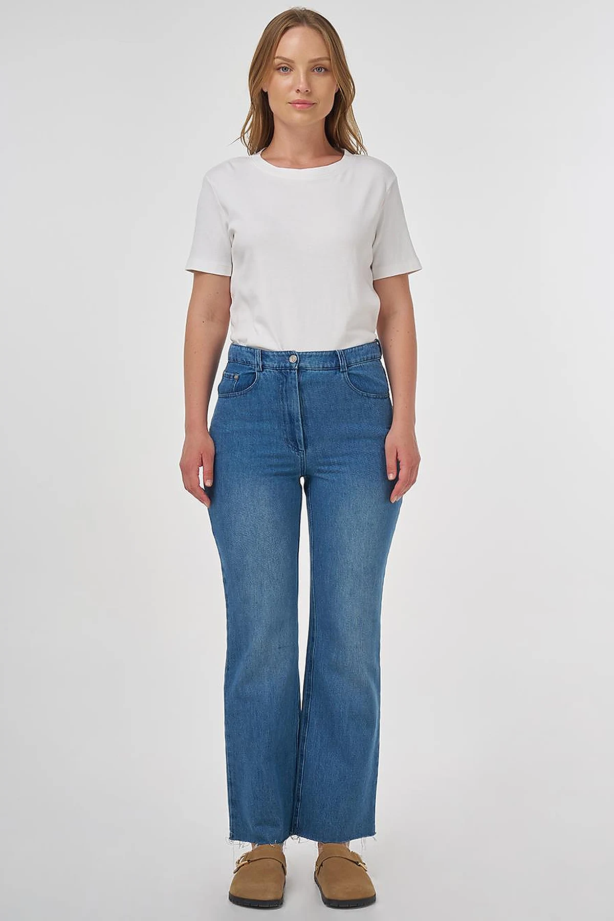 High-Waist Straight Denim Pants Indigo