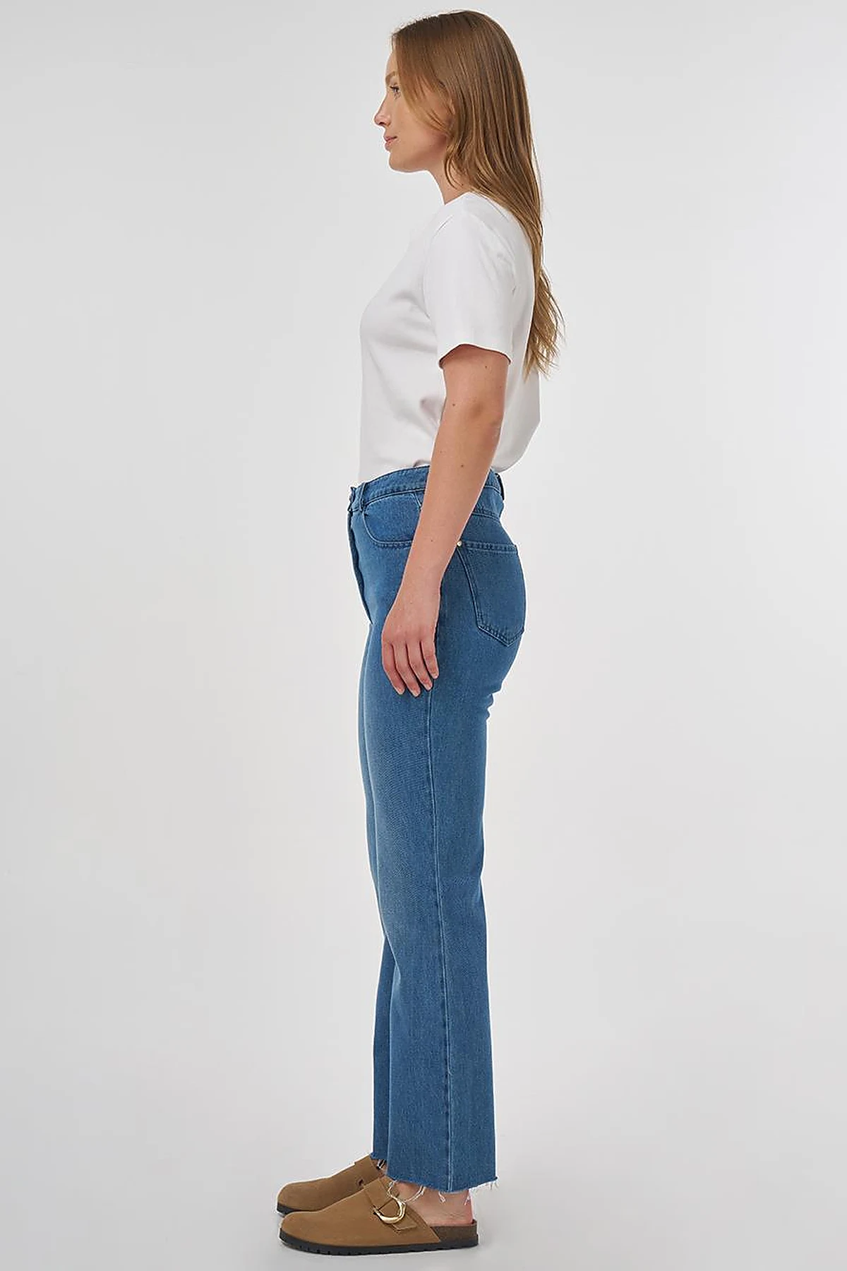 High-Waist Straight Denim Pants Indigo