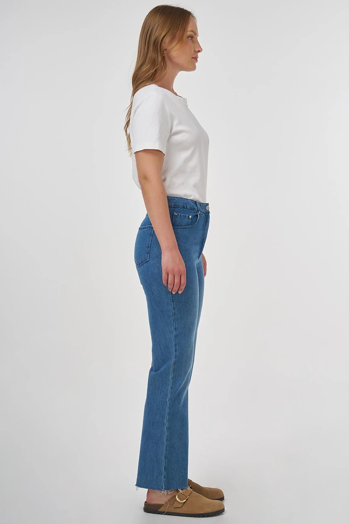 High-Waist Straight Denim Pants Indigo