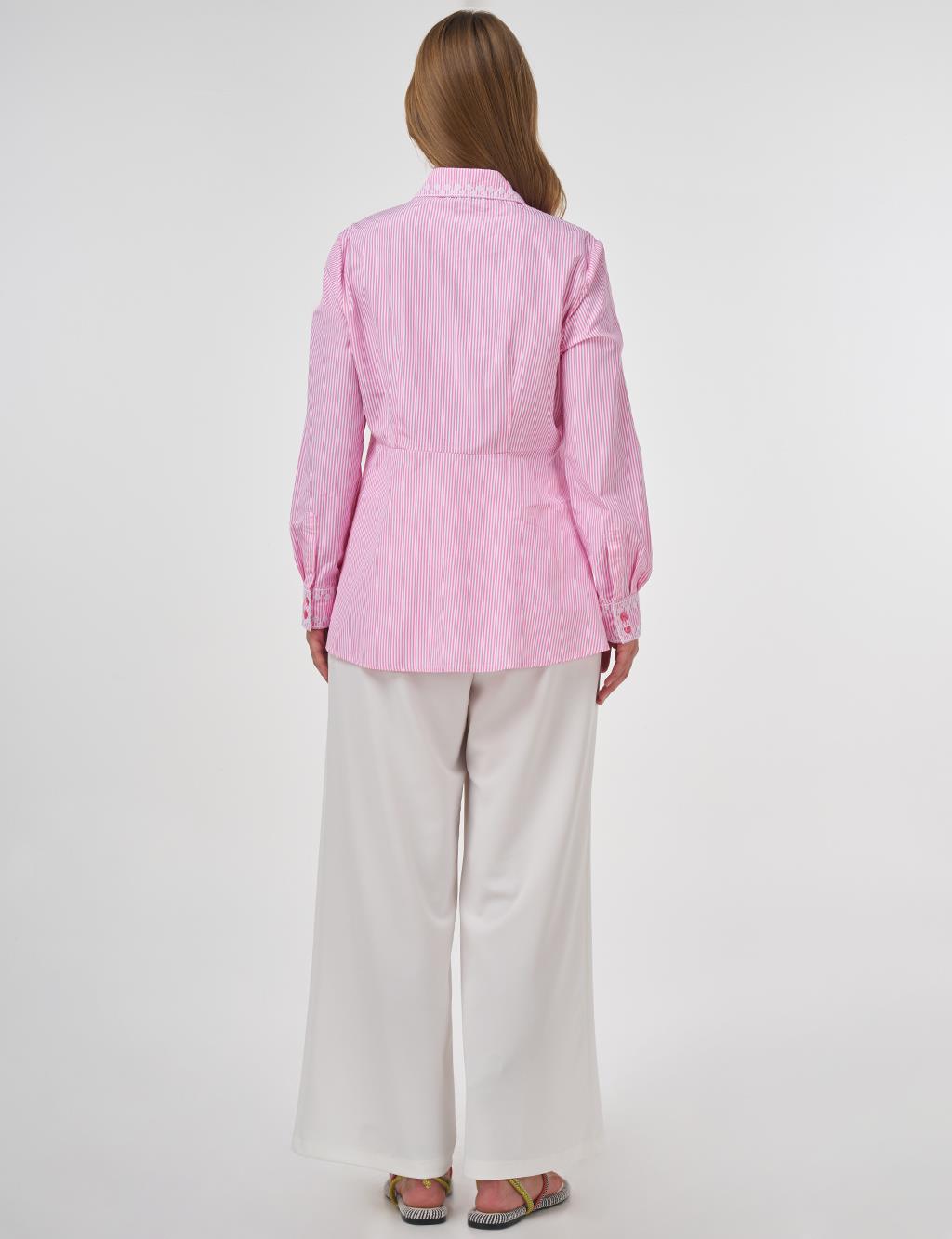 Aida Embroidered Cotton Blouse Candy Pink