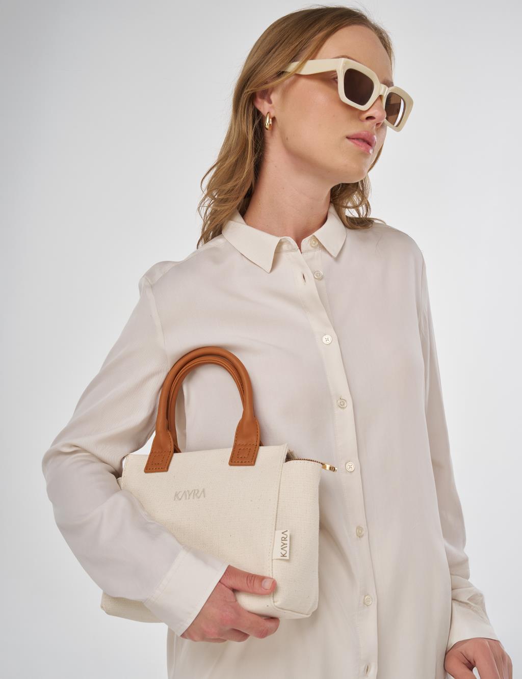 Embroidered Lyocell Tunic Ecru