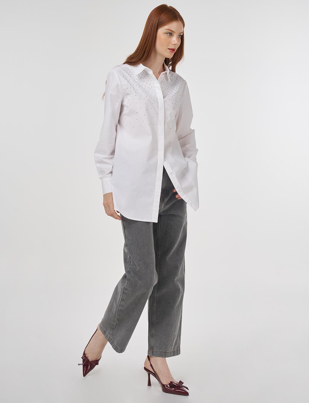 Hotfix Printed Cotton Tunic Optical White