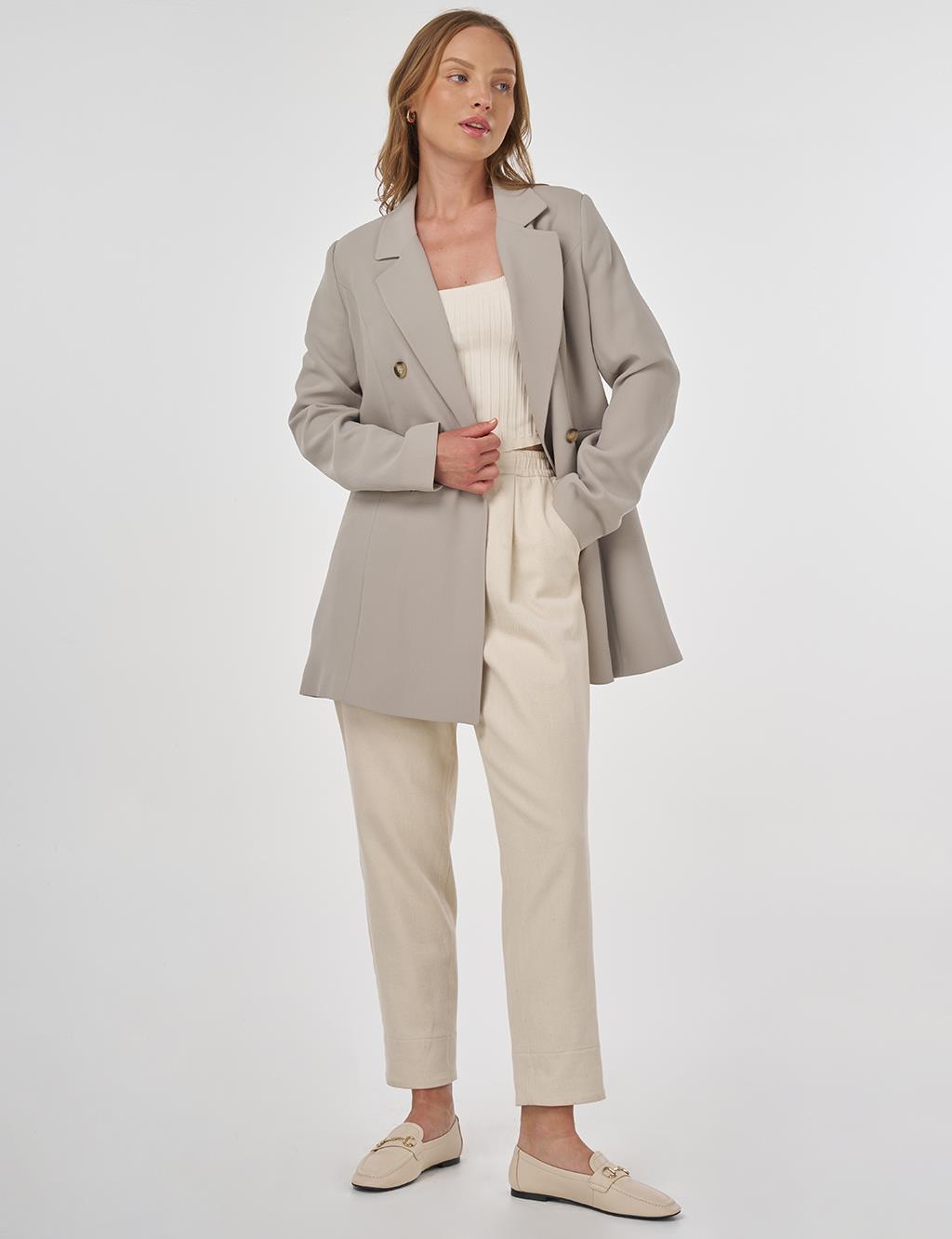 Rever Collar Blazer Jacket Moss Green 