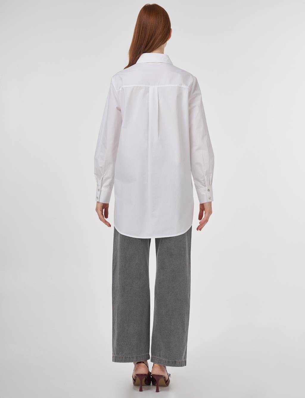 Hotfix Printed Cotton Tunic Optical White