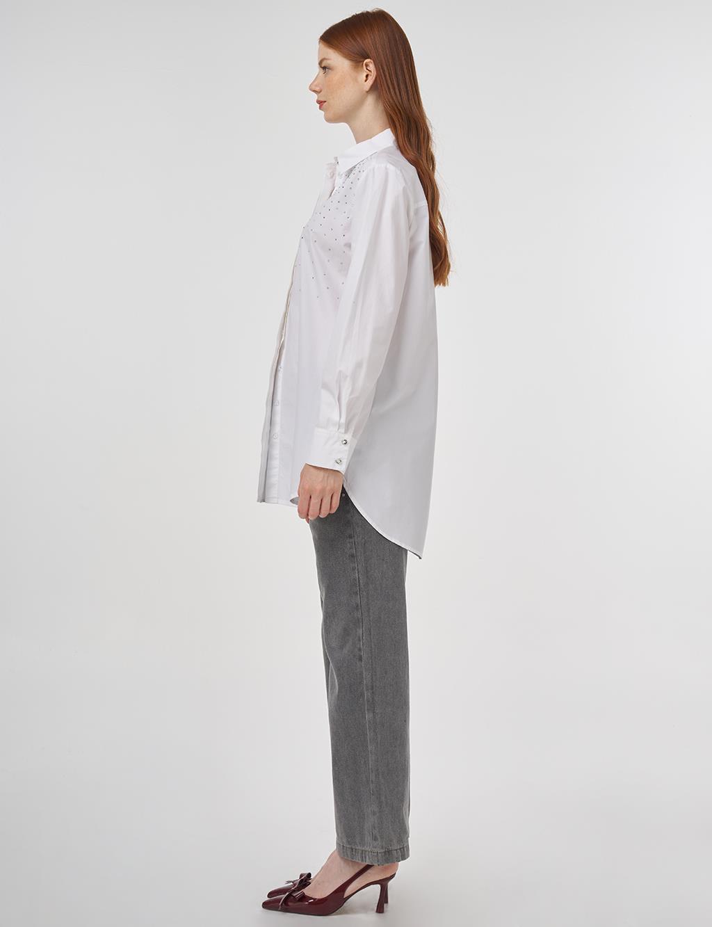 Hotfix Printed Cotton Tunic Optical White