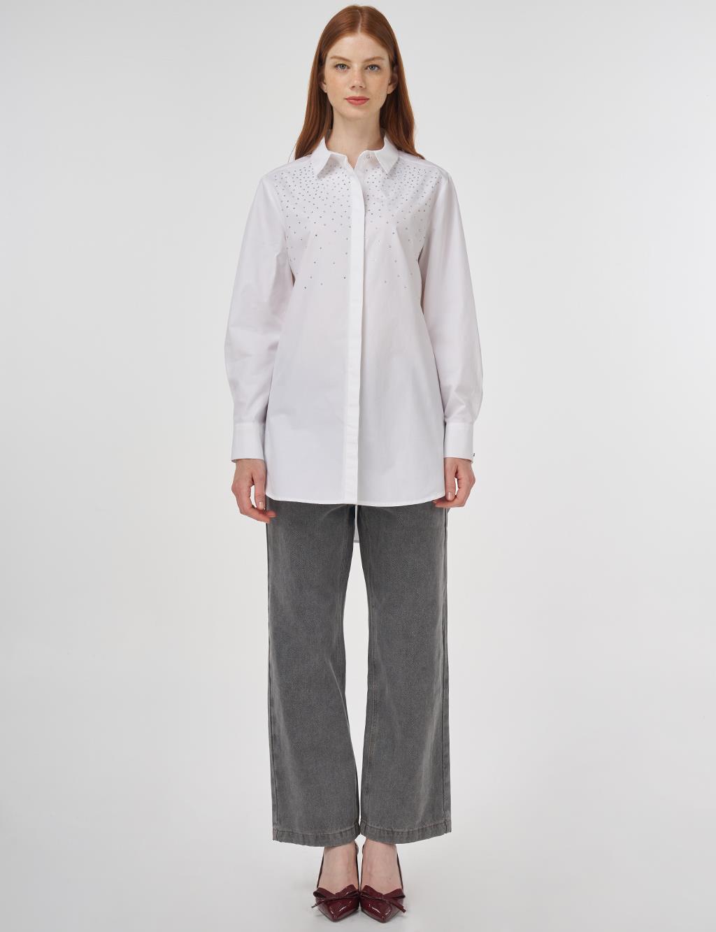 Hotfix Printed Cotton Tunic Optical White