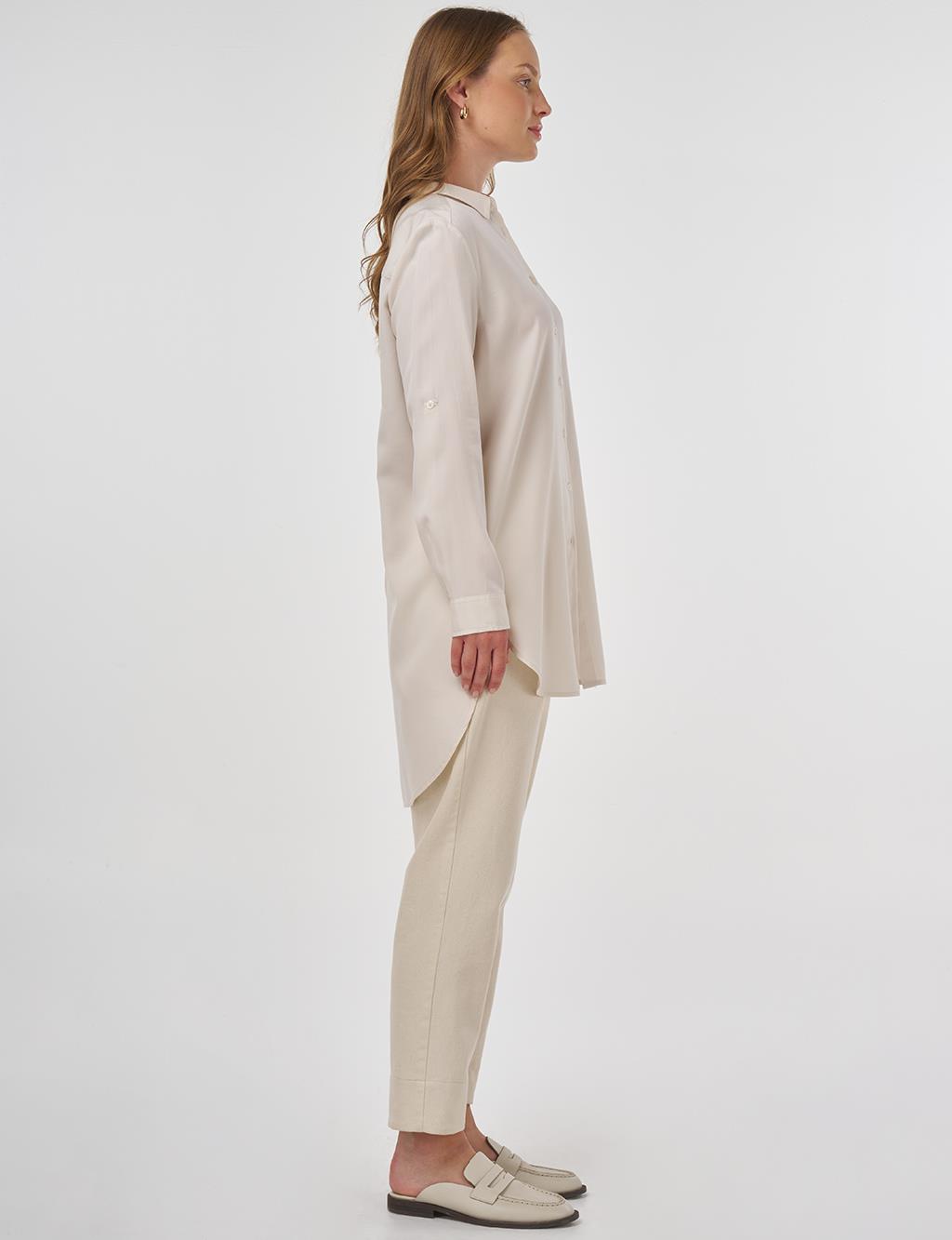 Embroidered Lyocell Tunic Ecru