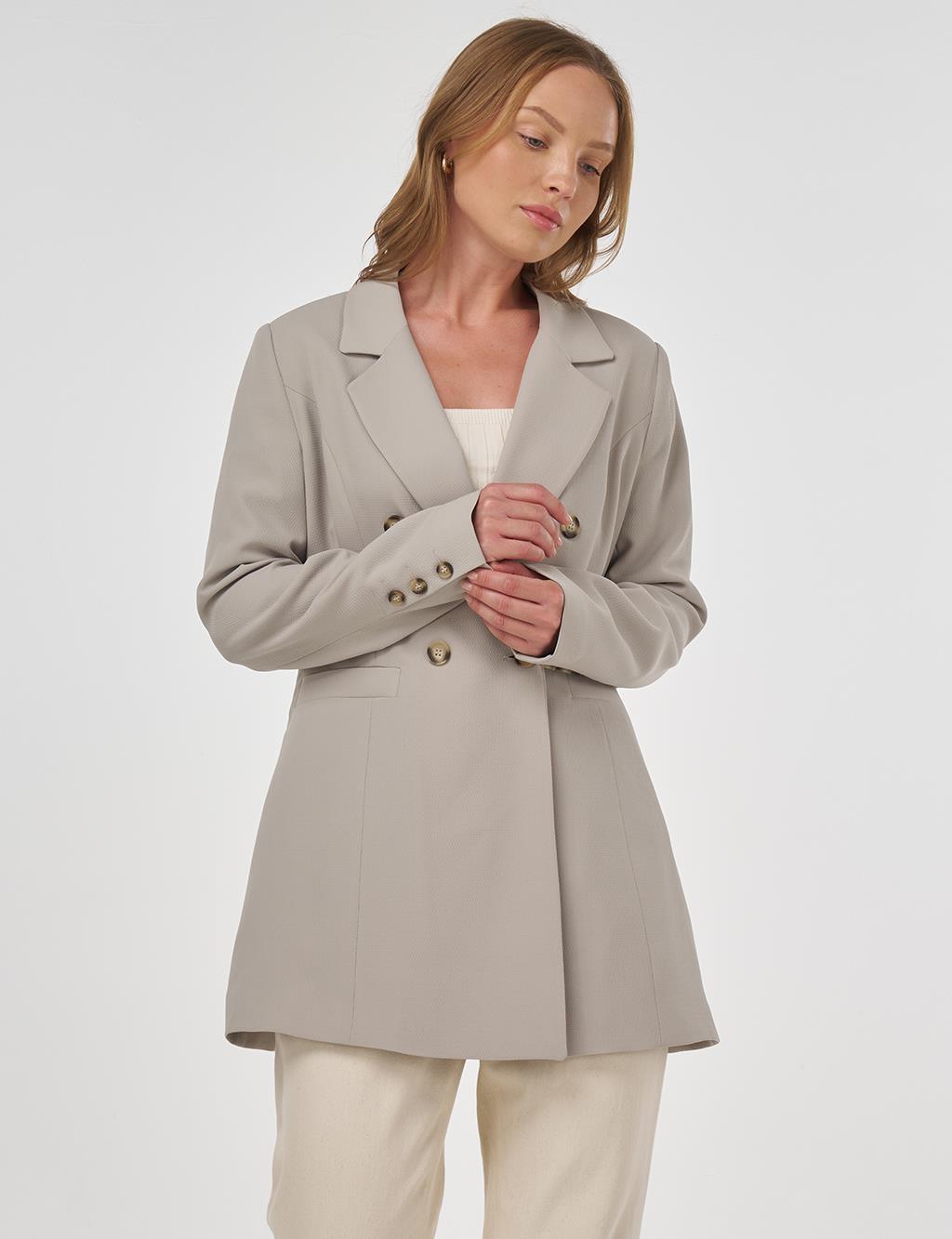 Rever Collar Blazer Jacket Moss Green 