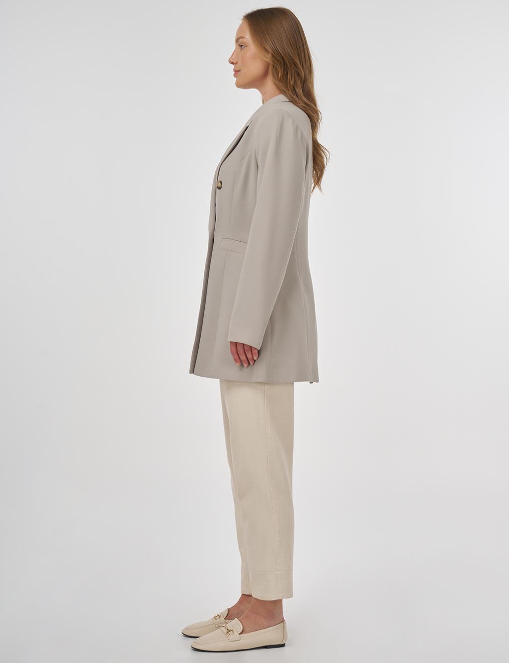 Rever Collar Blazer Jacket Moss Green 